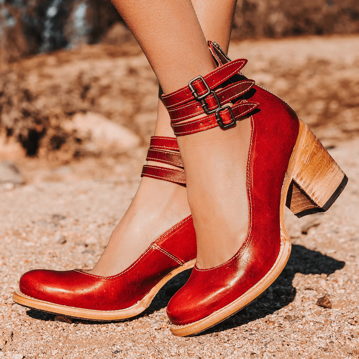 Ginevra™ | Sapatos de salto alto com tiras múltiplas e sola grossa - Ines Braga