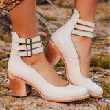 Ginevra™ | Sapatos de salto alto com tiras múltiplas e sola grossa - Ines Braga