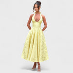 Halina - Vestido midi com espartilho e folhos - Ines Braga