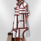 Helen™| Vestido Midi Com Padrão Geométrico - Ines Braga