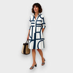 Helen™| Vestido Midi Com Padrão Geométrico - Ines Braga