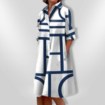 Helen™| Vestido Midi Com Padrão Geométrico - Ines Braga