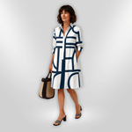 Helen™| Vestido Midi Com Padrão Geométrico - Ines Braga