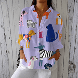 Hélène | Blusa Leveza Estampa de Cães Alegres do Dia Conforto - Ines Braga