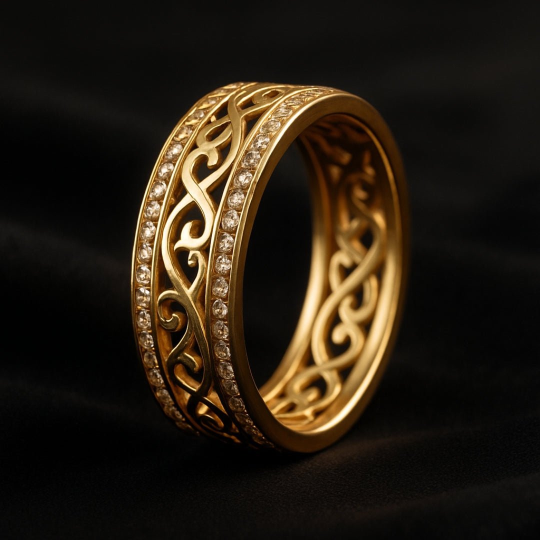 Hohloha Hellera Anel Dourado Elegante - Luxo para Eventos - Ines Braga