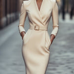 Iara | Vestido Justo Preto Refinado Com Cinto - Ines Braga