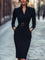 Iara | Vestido Justo Preto Refinado Com Cinto - Ines Braga