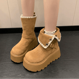 Irene | Botas com plataforma com fivela elegante e forro quente de pelúcia - Ines Braga