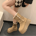 Irene | Botas com plataforma com fivela elegante e forro quente de pelúcia - Ines Braga