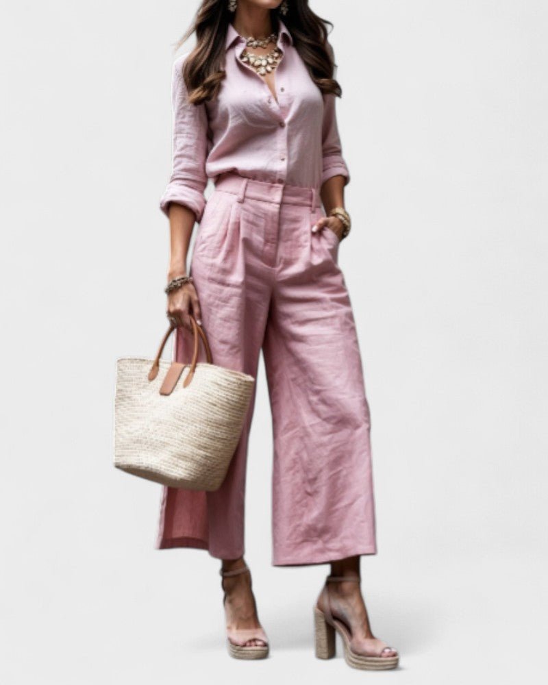 Isadora™ | Look Casual Chic em Rosa Suave - Ines Braga