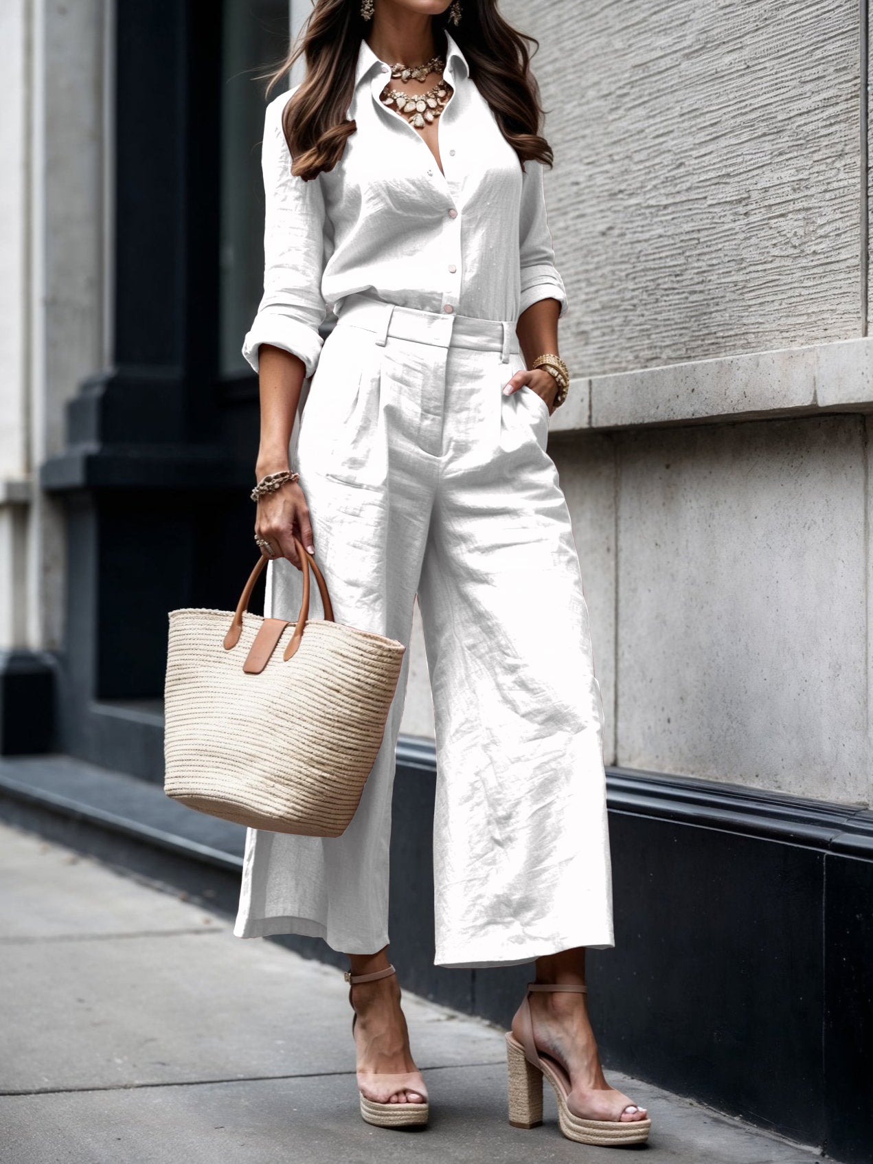 Isadora™ | Look Casual Chic em Rosa Suave - Ines Braga