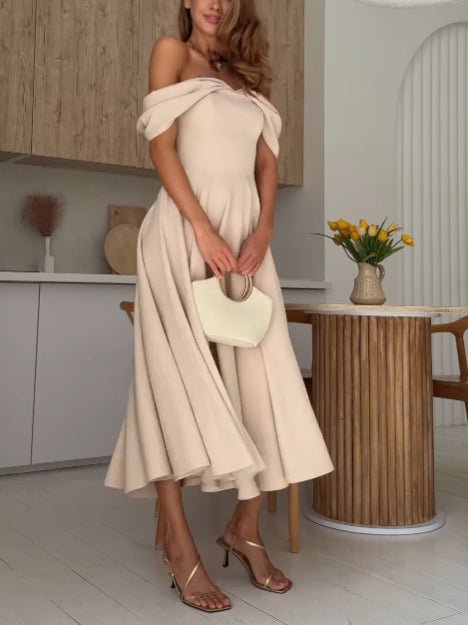 Isadora | Vestido Maxi Elegante com Ombros À Mostra e Drapeado - Ines Braga