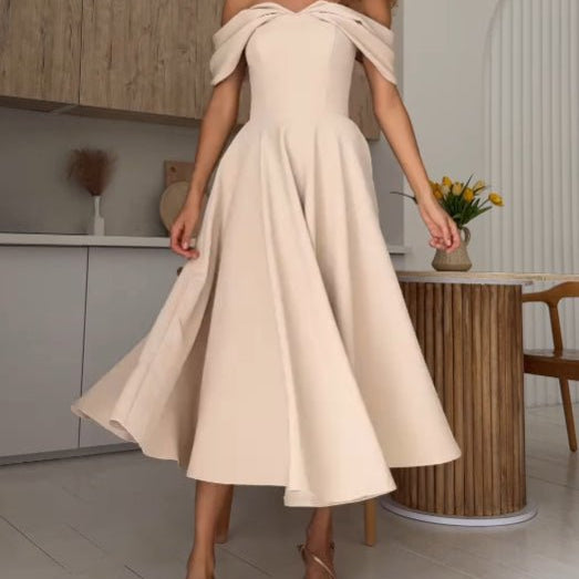 Isadora | Vestido Maxi Elegante com Ombros À Mostra e Drapeado - Ines Braga
