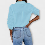 Jessica - Blusa Casual com Decote Pontiagudo - Ines Braga