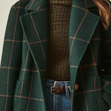 Frederica | Abrigo de Tweed a Cuadros con Solapas Retro