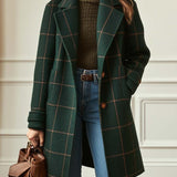 Frederica | Abrigo de Tweed a Cuadros con Solapas Retro