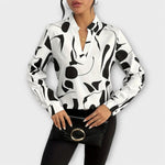 Katherine |Blusa elegante de manga comprida com decote em V - Ines Braga