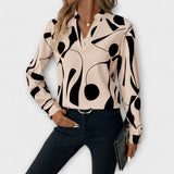 Katherine |Blusa elegante de manga comprida com decote em V - Ines Braga