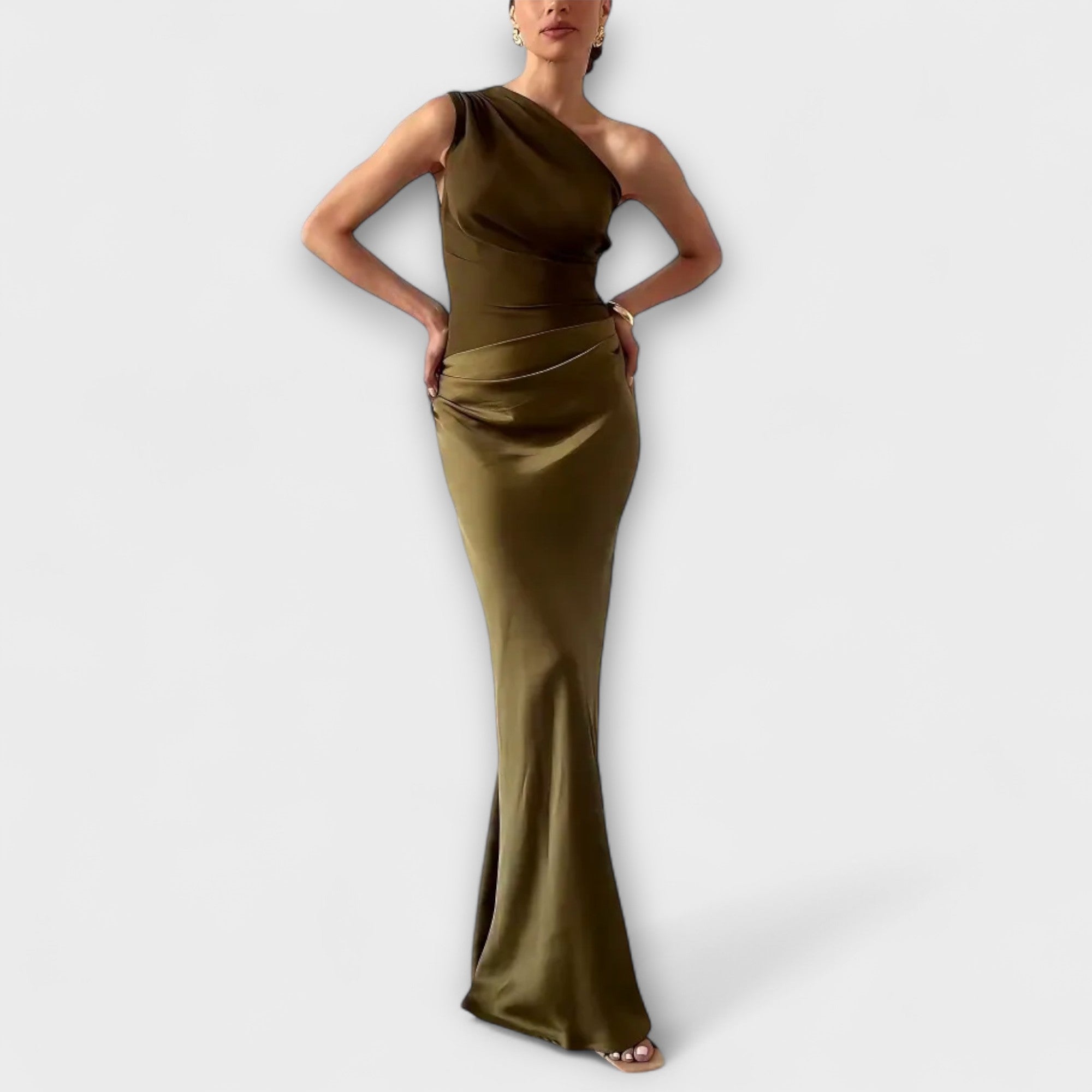 Katshi | Vestido Longo Plissado de Festa One - Shoulder - Ines Braga