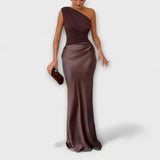 Katshi | Vestido Longo Plissado de Festa One - Shoulder - Ines Braga
