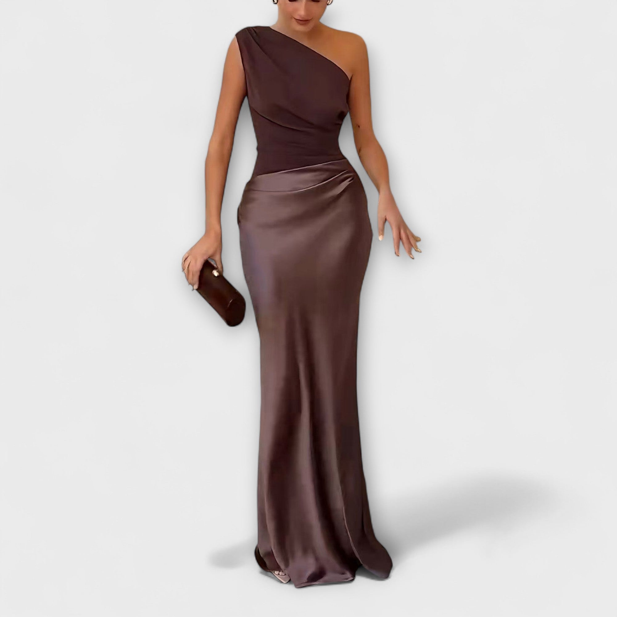 Katshi | Vestido Longo Plissado de Festa One - Shoulder - Ines Braga