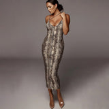 Leopardo | Vestido Justo Sexy com Estampa de Leopardo e Alças Finas - Ines Braga