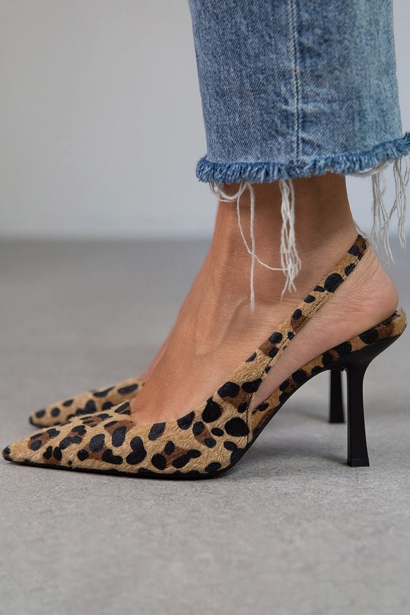 Liorina | Escarpins cáqui com estampado de leopardo e biqueira pontiaguda - Ines Braga
