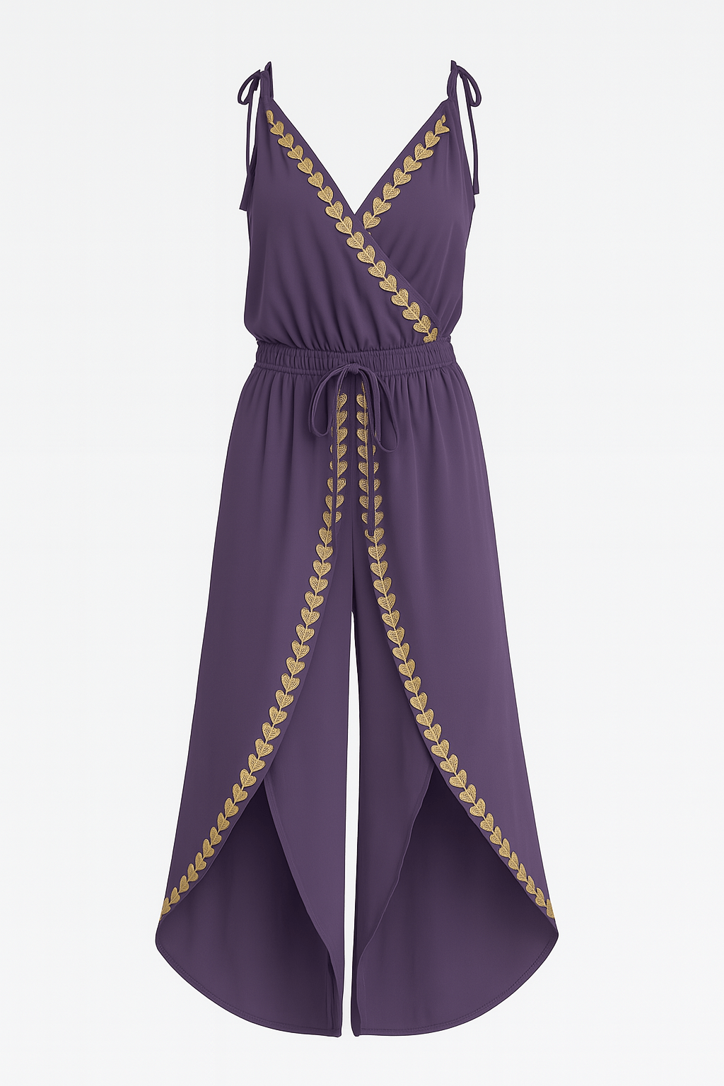 Lorena | Vestido Mono com Detalhes Dourados e Fenda na Perna - Ines Braga
