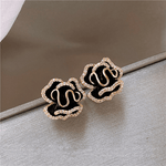 Lótus Ouro Brincos Pretos Elegantes - Joias para Ocasiões - Ines Braga