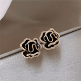 Lótus Ouro Brincos Pretos Elegantes - Joias para Ocasiões - Ines Braga