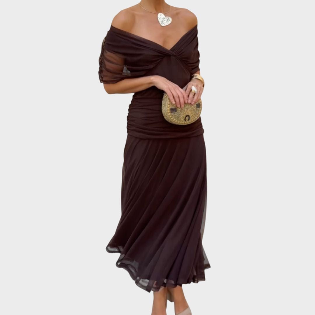 Luana® | Vestido elegante com decote em V - Ines Braga