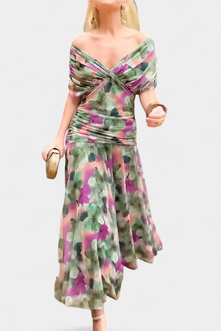 Luana® | Vestido elegante com decote em V - Ines Braga