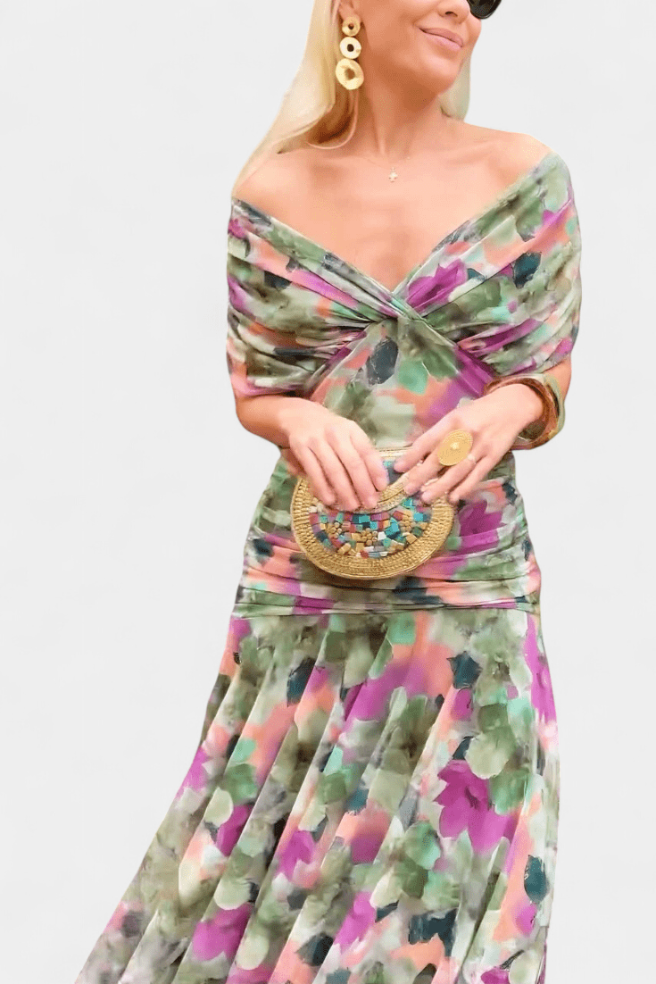 Luana® | Vestido elegante com decote em V - Ines Braga
