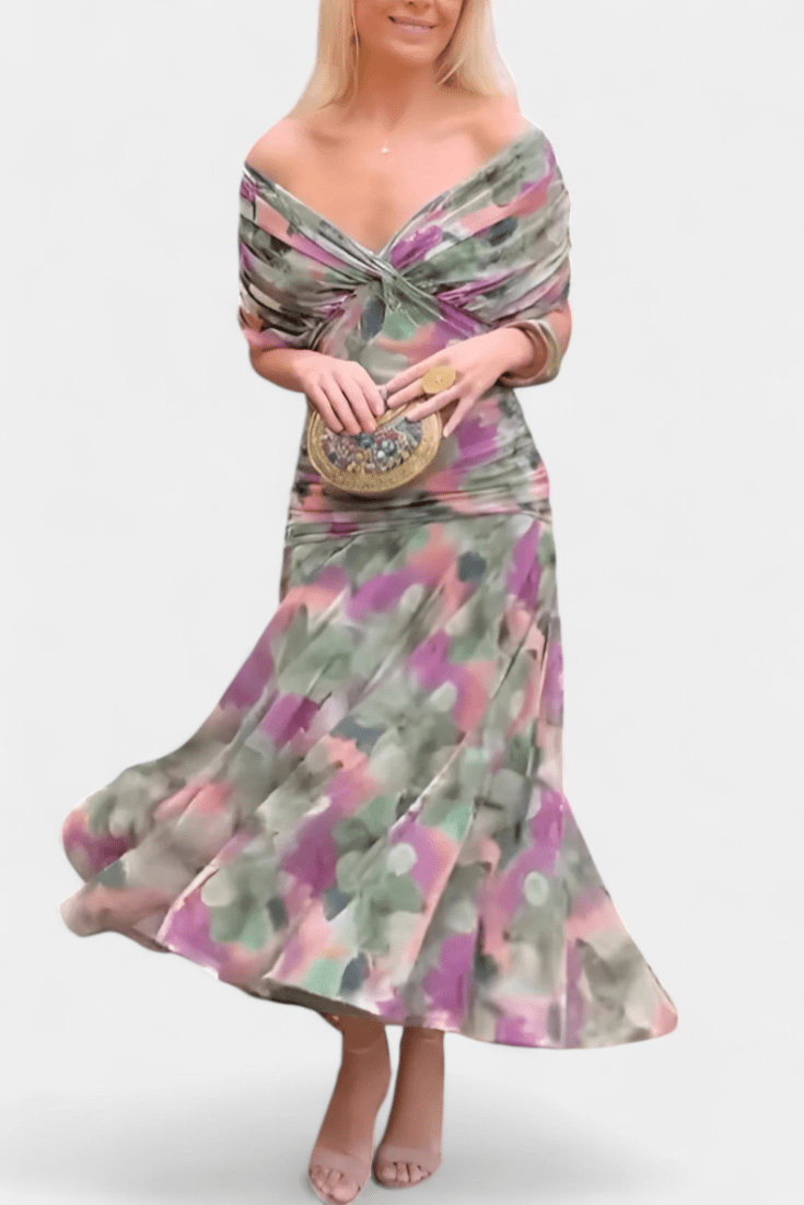 Luana® | Vestido elegante com decote em V - Ines Braga