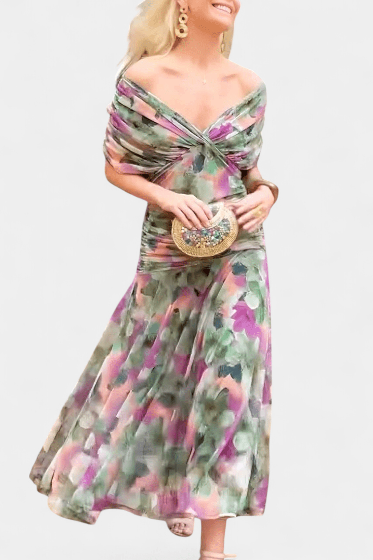 Luana® | Vestido elegante com decote em V - Ines Braga