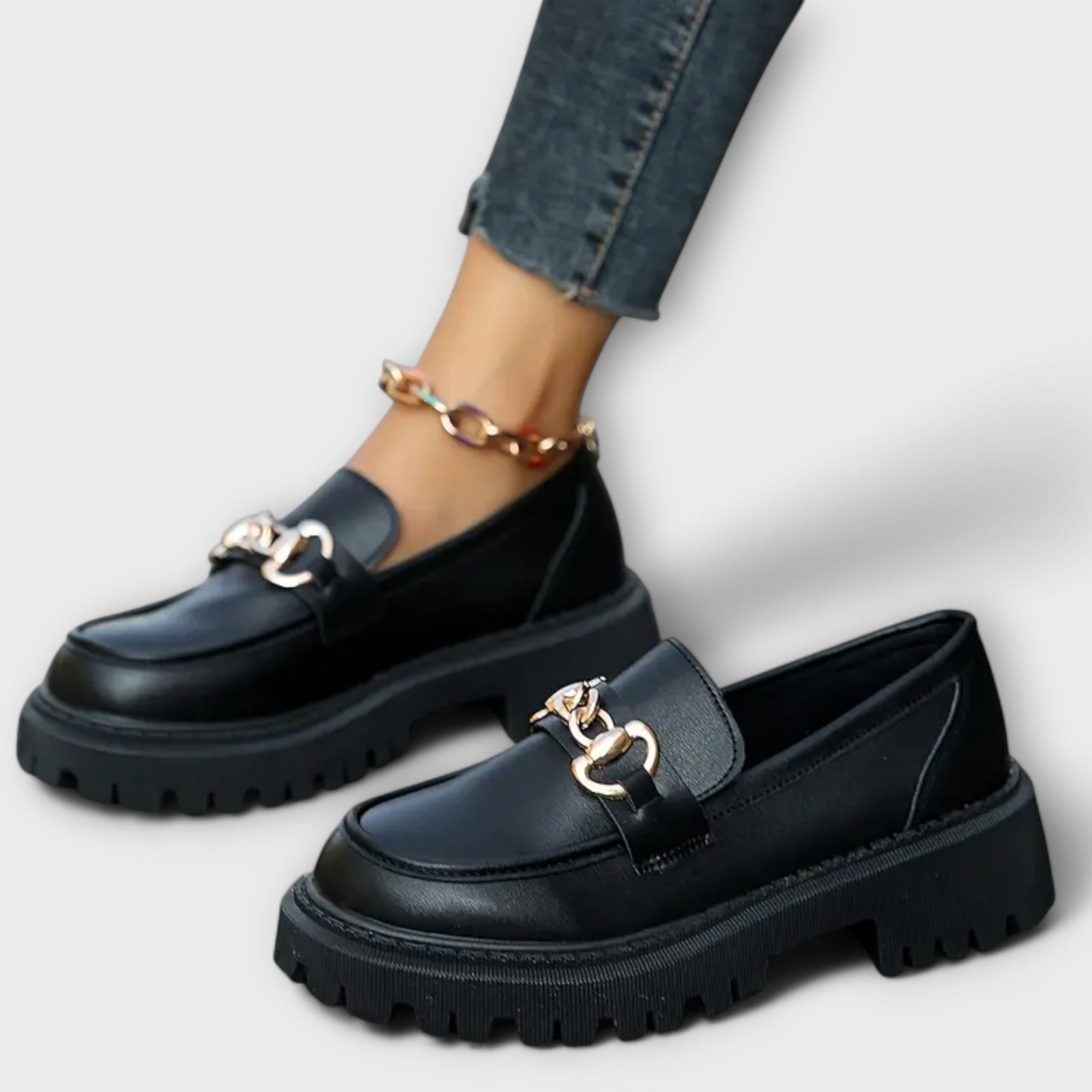 Lucía - Mocassins de plataforma para mulher com fivela de fecho - Ines Braga