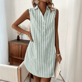 Lúcia | Vestido Camisa Listrado Sofisticado - Ines Braga