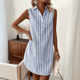 Lúcia | Vestido Camisa Listrado Sofisticado - Ines Braga