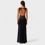 Lucinda - Vestido comprido de renda preto - Ines Braga