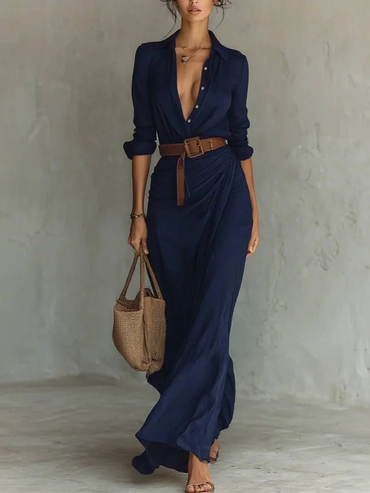 Lurdes – Vestido Maxi Transpassado Com Cinto - Ines Braga