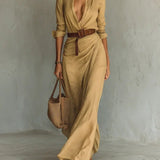 Lurdes – Vestido Maxi Transpassado Com Cinto - Ines Braga