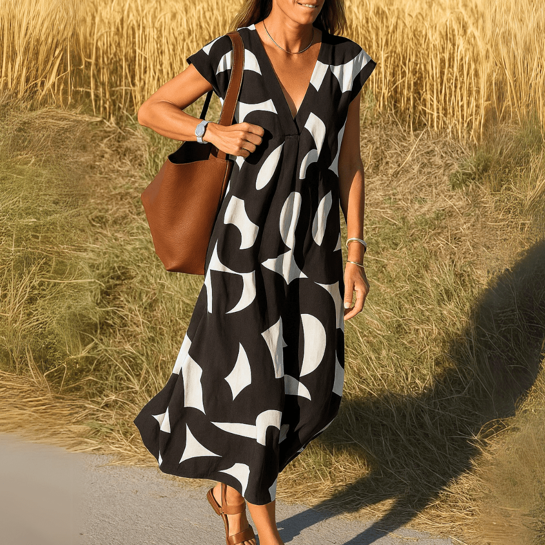 Magda| Vestido fluido com decote em V - Ines Braga