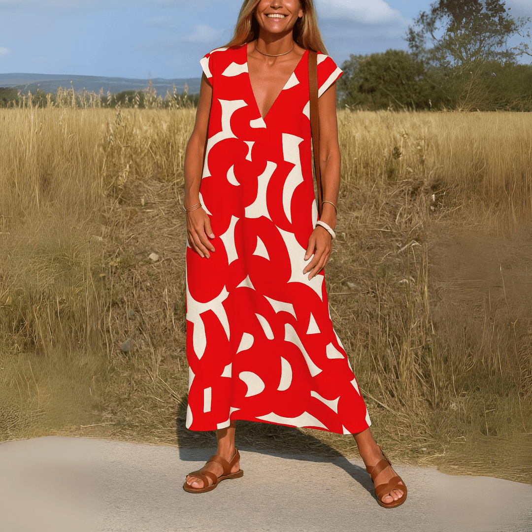 Magda| Vestido fluido com decote em V - Ines Braga