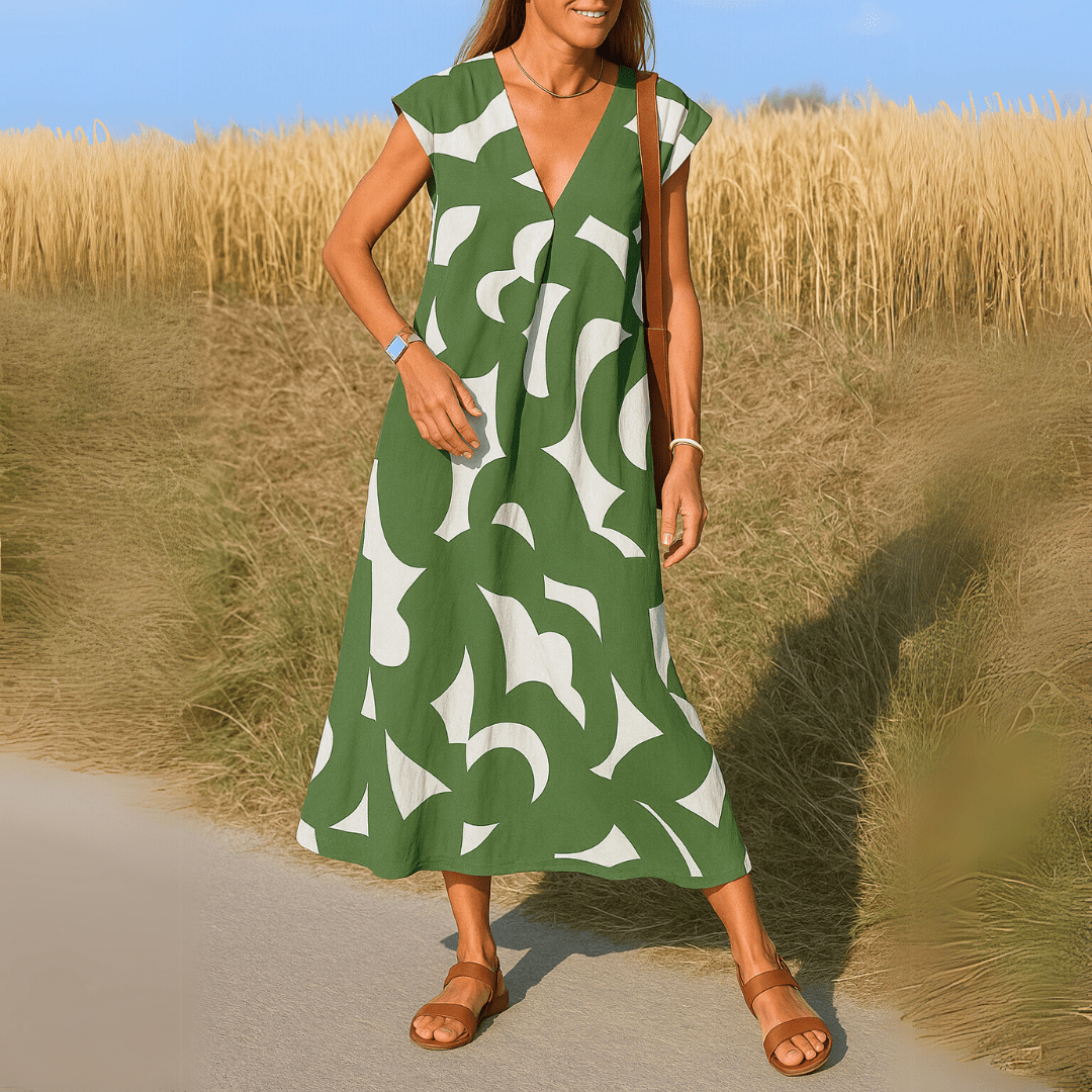 Magda| Vestido fluido com decote em V - Ines Braga