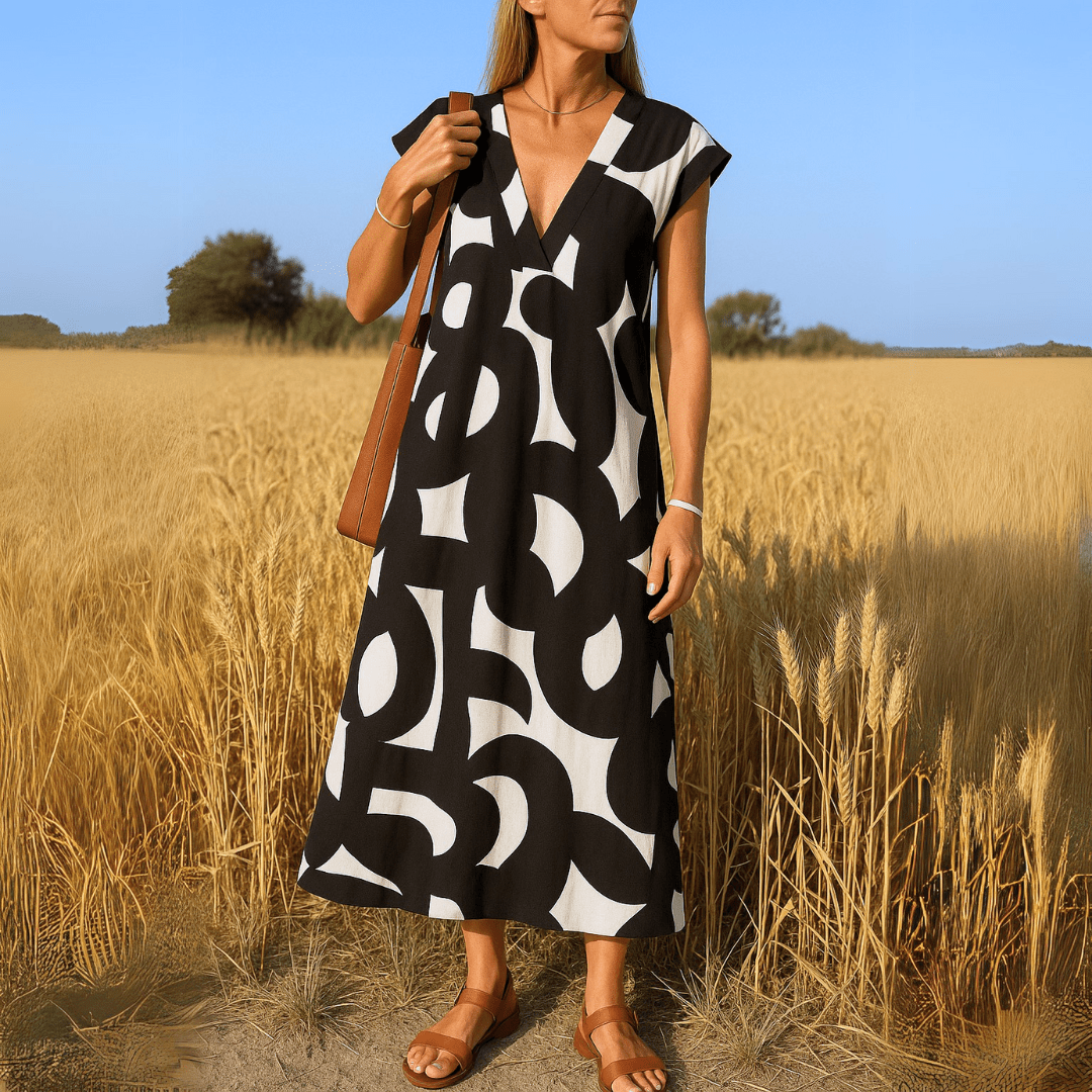 Magda| Vestido fluido com decote em V - Ines Braga