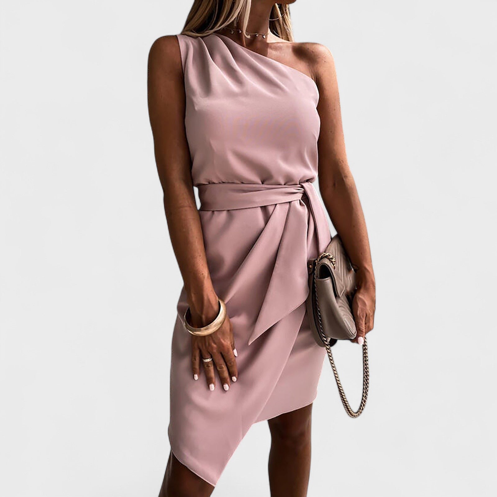 Maria João | Vestido De Um Ombro Com Cinto - Ines Braga