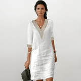 Mariana - Vestido feminino de algodão e linho - Ines Braga