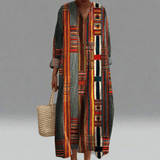 Mariana™ | Vestido Madi Geométrico às Riscas - Ines Braga