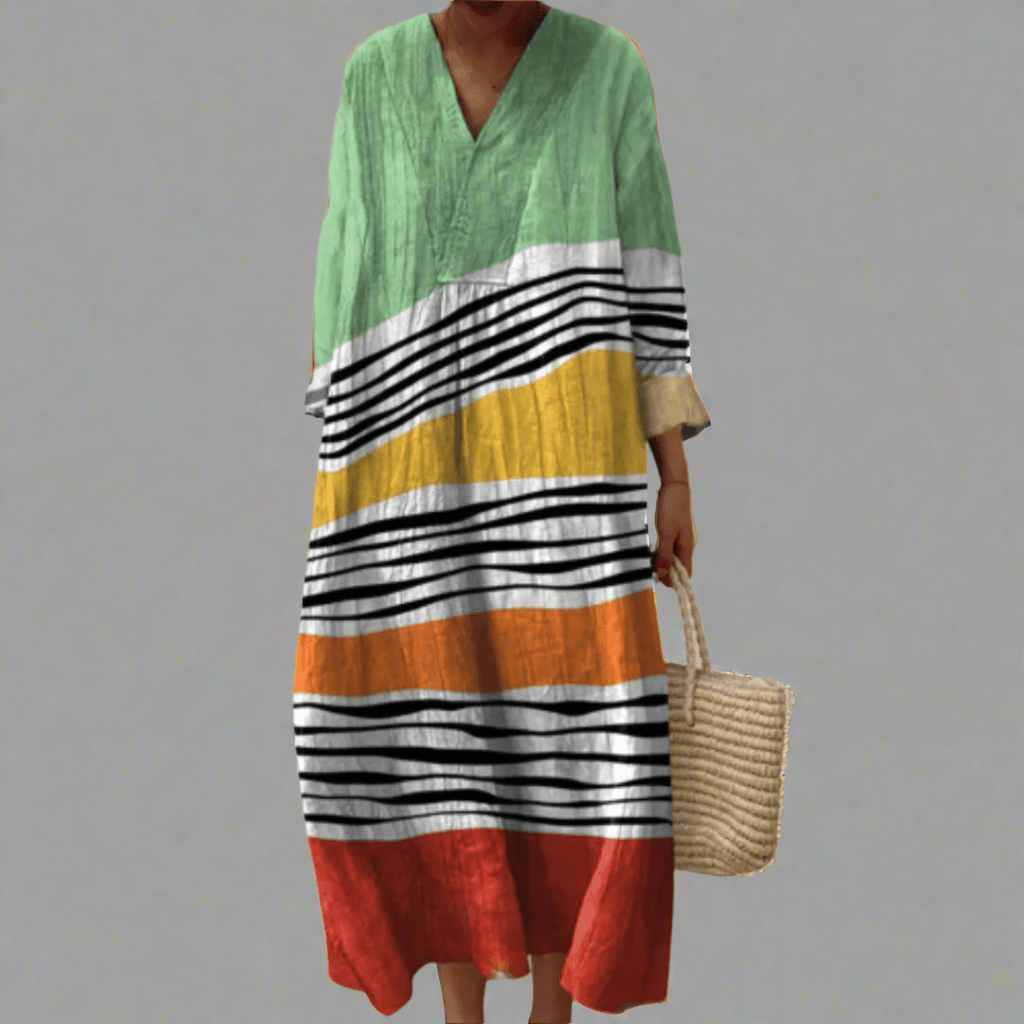 Mariana™ | Vestido Maxi Casual com Risca - Ines Braga