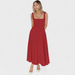 Maribel - Vestido Midi com decote quadrado - Ines Braga